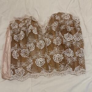 Victoria’s Secret Lace Corset Bustier Top | Strapless Floral Lace | Size 34D